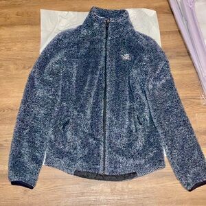 THE NORTH FACE OSITO NOVELTY FURRY GRAY BLACK MIXED FLEECE JACKET WOMENS XS